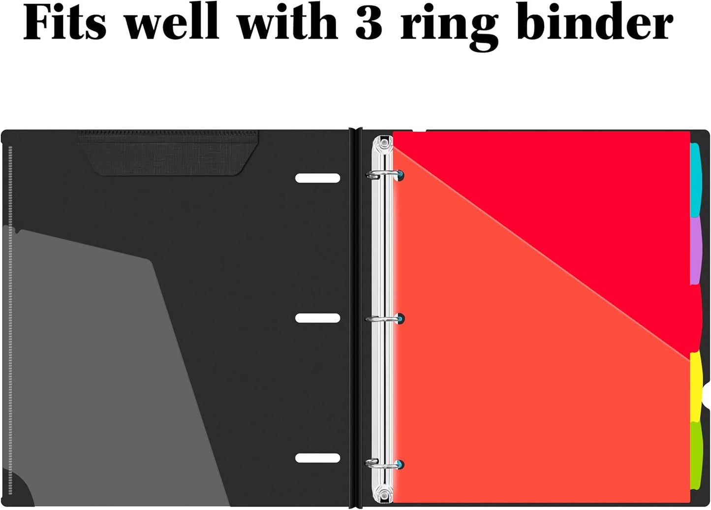 INFUN Telescoping 3 Ring Binder - 4PCS, Portable Plastic 3 Ring Binder with Telescoping Spine, Binders with Foldable Front Cover Holds 8.5"x11" Paper for School, Office, Homes