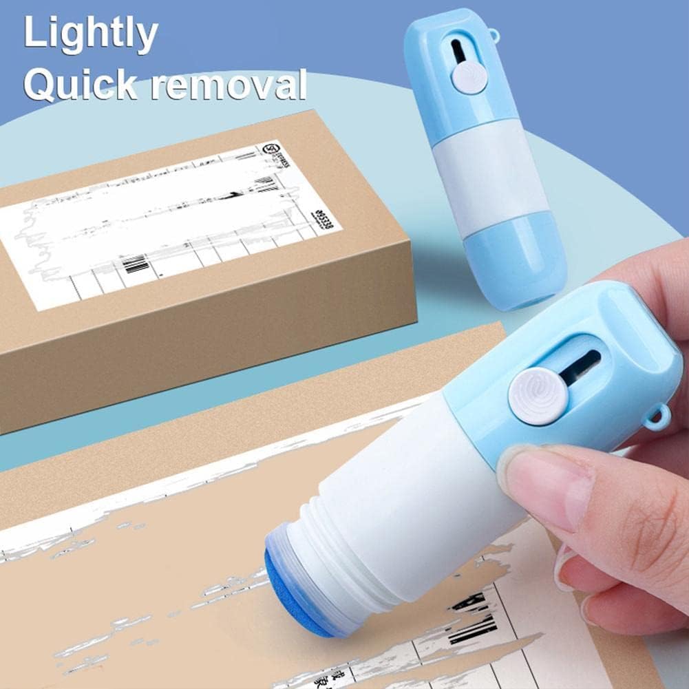 Blue Thermal Paper Correction Fluid with Unboxing Knife,Whiteout Liquid,Portable Information Anti-Leakage Protection Correction Fluid,2 in 1 Privacy Protection Artifact for Package Labels Bills