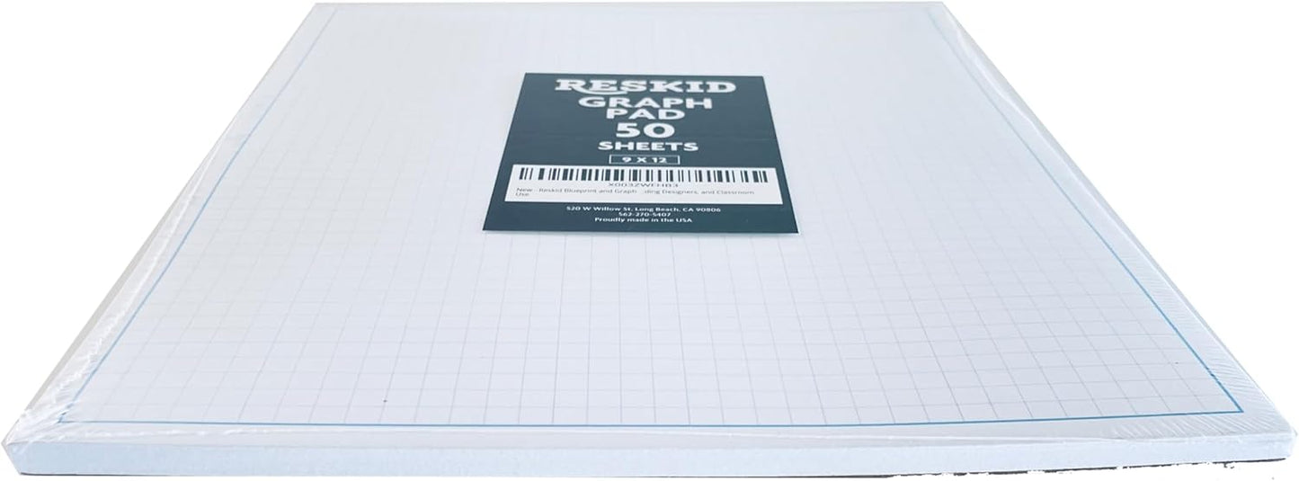 Reskid Blueprint and Graph Paper Pad - 50 Sheets Per Pad - 70lb Text - For Drawing, Designing, and More - Perfect Tool for Young Artists, Budding Designers, and Classroom Use (1, 12x18)