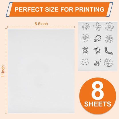 FURWEY 12PCS 8.5"x11" Wash Away Embroidery Stabilizer – Self Adhesive & Printable, Water Soluble Paper for Hand and Machine Use