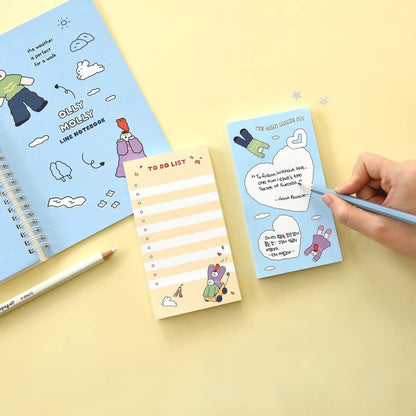 Monolike Memopad Memories design B SET - 4 Packs, 4 Different Designs, 100 Sheets Per Pad, Total 400 Sheets, Note pads, Writing pads, 3.15 x 4.17 Inches