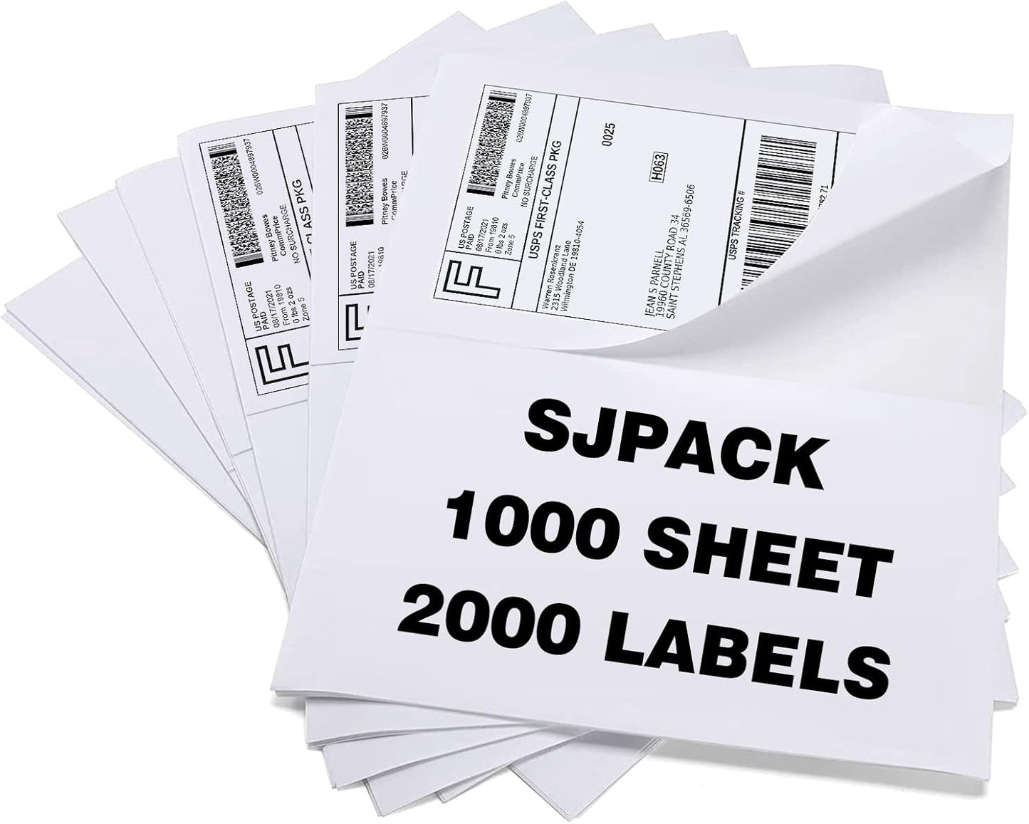 SJPACK 1000 Half Sheet Self Adhesive Shipping Labels, 8.5" x 5.5" Address Labels for Laser & Inkjet Printers(1000 labels-500 Sheet)
