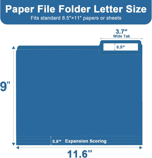 File Folder, RAZCC 150 Pack 1/3 Cut Tab File Folders Letter Size, Manila Folders, Folders with Tab, Great for Organizing and Easy File Storage