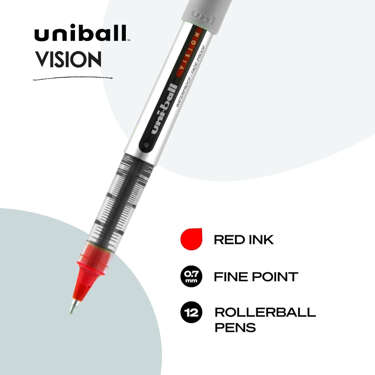 uni-ball Vision Stick Roller Ball Pens, Fine Point, Black Ink, Pack of 4
