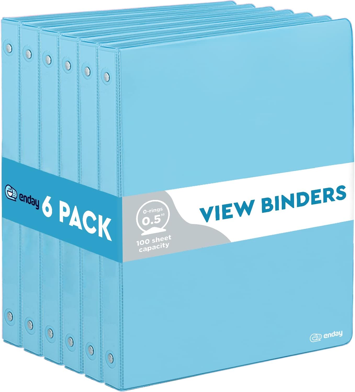 Enday 1 Inch Binder (6 Pack - Grey) 3 Ring Binder 1 inch with Clear View Cover and 2 Inside Pocket - for Letter Size 8.5 x 11'' Paper, Ideal for School Supplies, Office, and Home