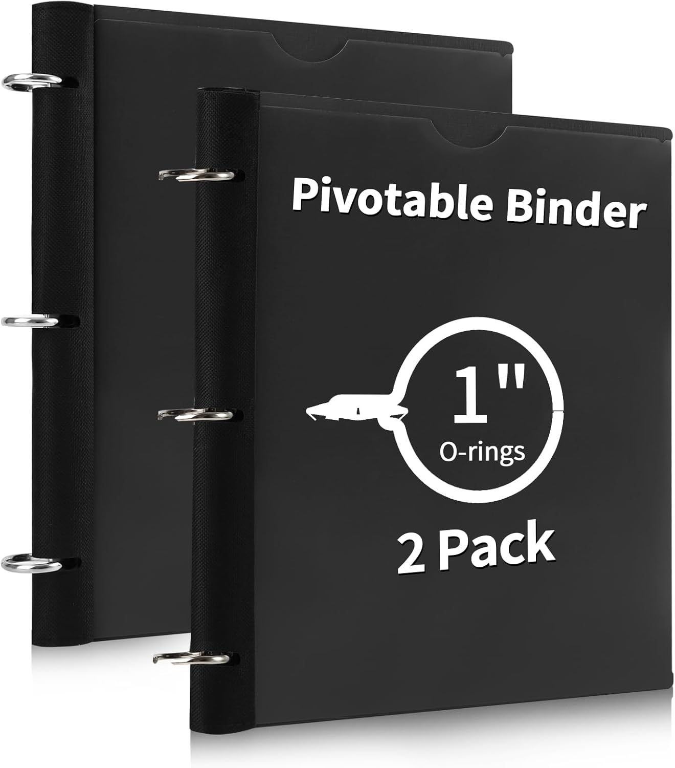 360 Degree Pivotable Binder, Upgraded 3 Ring Binder 1 inch 4 Pack, Flexible Binders 3 Ring, Foldable Three Ring Binders- Black, White, Blue, Red
