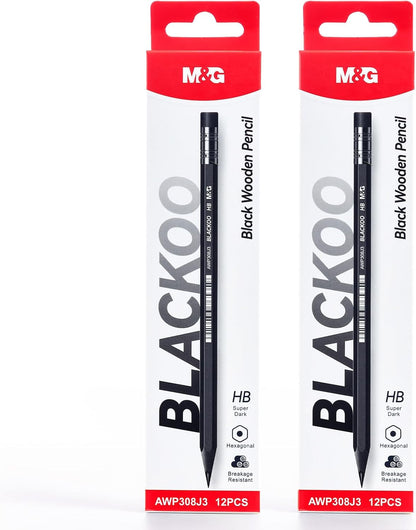 M&G Wood-Cased 2B Pencils, 24 Pack Pre-Sharpened Pencils with Top Erasers, Bulk Black Pencils for School Teacher Supplies, Writing, Drawing and Sketching