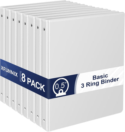1-Inch 3-Ring-Binder with Pockets - Bundle 12 Packs, 1'' Round Binders Holds 200 Sheets US Letter Size 8.5'' x 11'' - White Binders for Home, Office, and Back to School (1'' - 12 Packs)