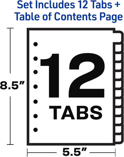 Avery A-Z Mini Dividers for 3 Ring Binders, 12 Tabs per Set, 8.5" x 5.5", Pre-Printed Tabs, 4 Binder Divider Sets, Great for Organizing Notes, Projects, Schedules, and More (43131)