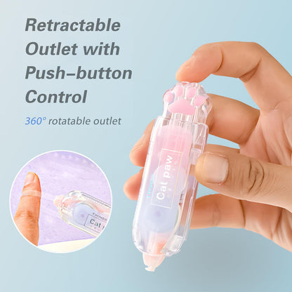 Correction Tape, Mini Retractable Correction Tape Pen, with Aesthetic Cute Cat Paw Applicator,for Back To School Office Supplies.