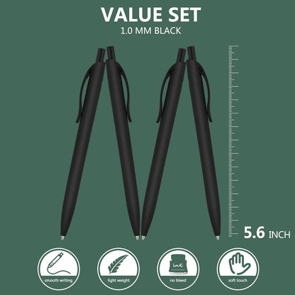 Deegtran 100 Pack No Bleed Black Barrel Click Pens, Wholesale Retractable Ballpoint, Medium Point, Smooth Ink, 1.0MM Black Ink