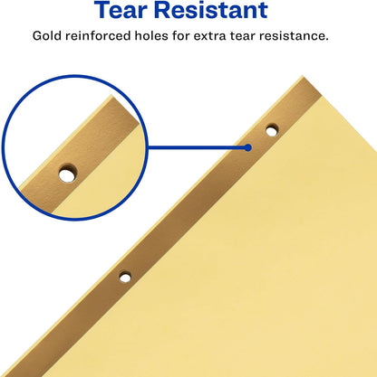 Avery 11306 Preprinted Laminated Tab Dividers w/Gold Reinforced Binding Edge, 25-Tab, Letter