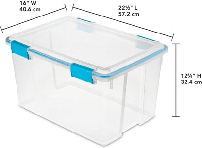 Sterilite 4-Pack Gasket Box, Weather-Resistant Storage Bins with Latching Lids, 32 Quart - Heavy-Duty Organizing Containers for Closet, Bathroom, and Office