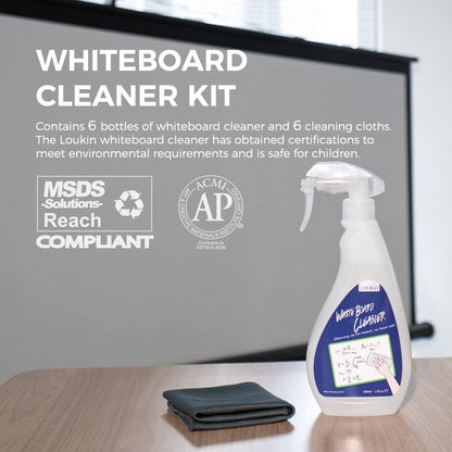 loukin Non-Toxic Whiteboard Cleaner, 17 fl oz Dry Erase Board Cleaner, Low-Odor Whiteboard Cleaning Spray with Cloth, Removes Stubborn Marks from Whiteboards, Chalkboard