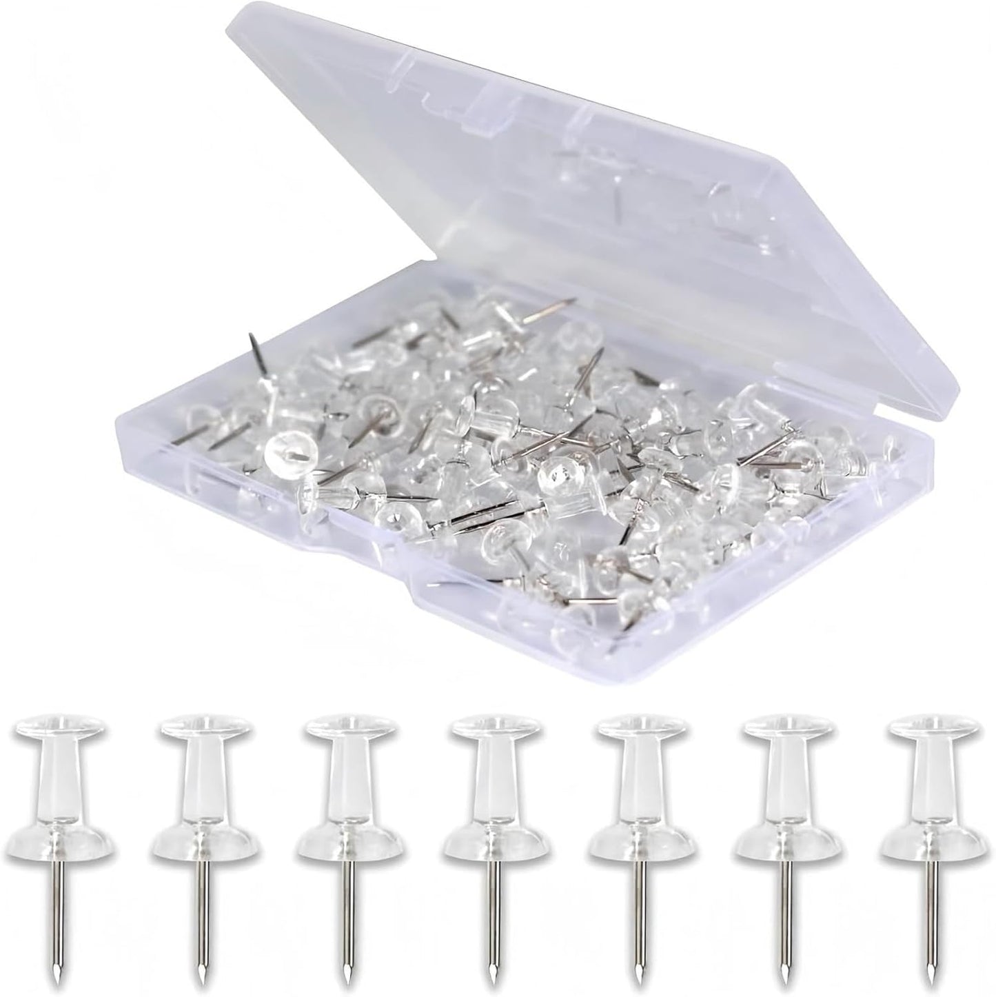 120-Pack Push Pins for Bulletin Board, Thumb Tacks with Clear Plastic Tip and Steel Tip, Portable and Durable Wall Tacks Suitable for Cork Board, Office and Daily Life