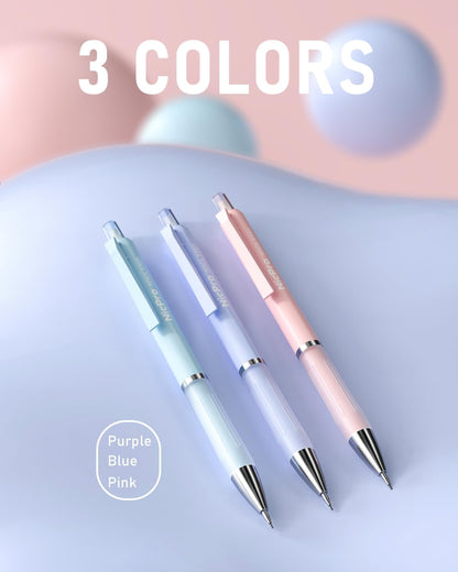 Nicpro 3PCS Cute Mechanical Pencil Set with Case, 0.7 mm Pencils with 6 Tube HB Lead Refill, 3PCS Eraser, 9PCS Eraser Refill for School Supplies Student Writing, Drafting Drawing Sketching