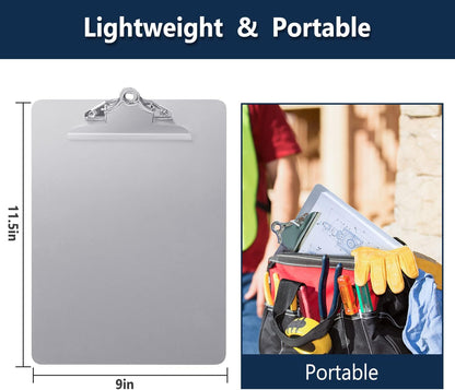 Metal Clipboard, 20% Sturdier Aluminum Contractor Clipboard with Low Profile Clip | Hangable Recycled Heavy Duty Rust-Proof | Plate for A4 Size Sheet, for Jobsite, Laboratory, Medical, Office, Teach