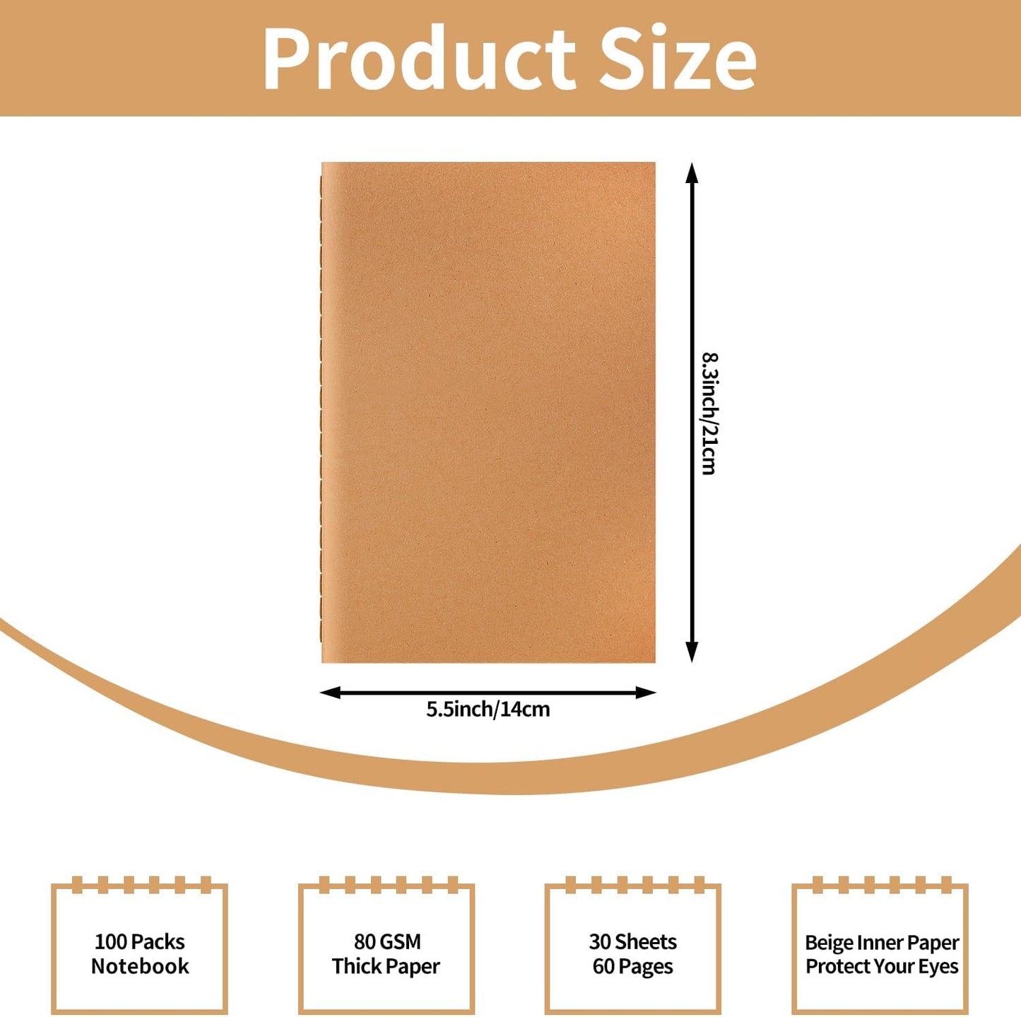 24 Pack A5 Ruled Lined Kraft Notebooks Bulk, Journaling Notebooks, A5 Lined College Ruled Notebook, 8.3x5.5 Inches 60 Pages Travel Journal Notebooks Set for Work, School, Student, Kids, Writing