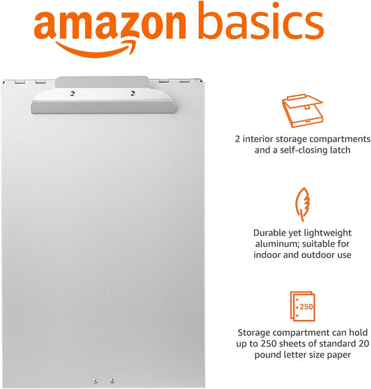 Amazon Basics Metal Storage Clipboard, Three-Tier, Office Supplies, Letter Size, Silver, 10-Pack