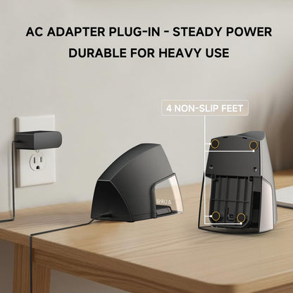 Electric Pencil Sharpener for 6 to 8 mm Pencils Helical Blade Fast 4 Second Sharpening Large Shavings Bin Non Slip Feet Safe Design for Classroom Office and Home(S1131)