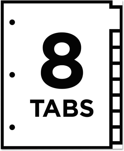 Avery Big Tab Insertable Dividers for 3 Ring Binders, 8-Tab Sets, White Paper, Clear Tabs, 6 Binder Divider Sets (41124)