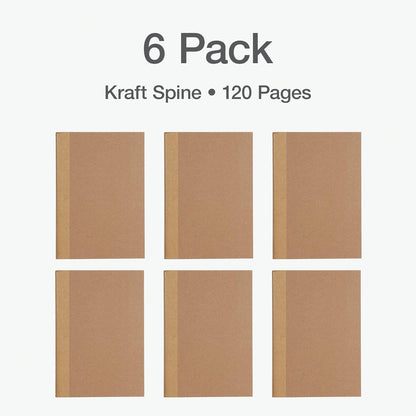 Oxford Composition Notebook 6 Pack,Notebooks for School, School Supplies, School Journal, Comp Book, College Ruled Paper, 5.75 x 8 Inches, Small Size, 60 Sheets, Kraft Covers (63831)