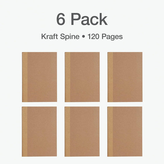 Oxford Composition Notebook 6 Pack,Notebooks for School, School Supplies, School Journal, Comp Book, College Ruled Paper, 5.75 x 8 Inches, Small Size, 60 Sheets, Kraft Covers (63831)