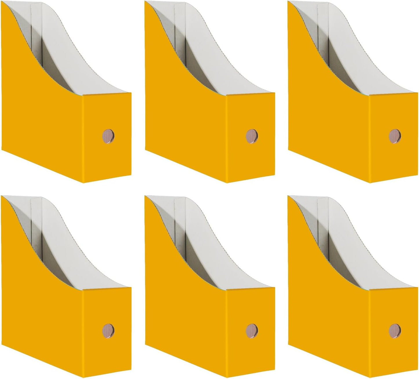 Limitliho 6 Pack Cardboard Magazine Holder for Desk, Book Bins for Classroom Library,Office,Home, 10.6" H x 10.2" L x 3.5" W in Magazine File Holder (Elegant color)