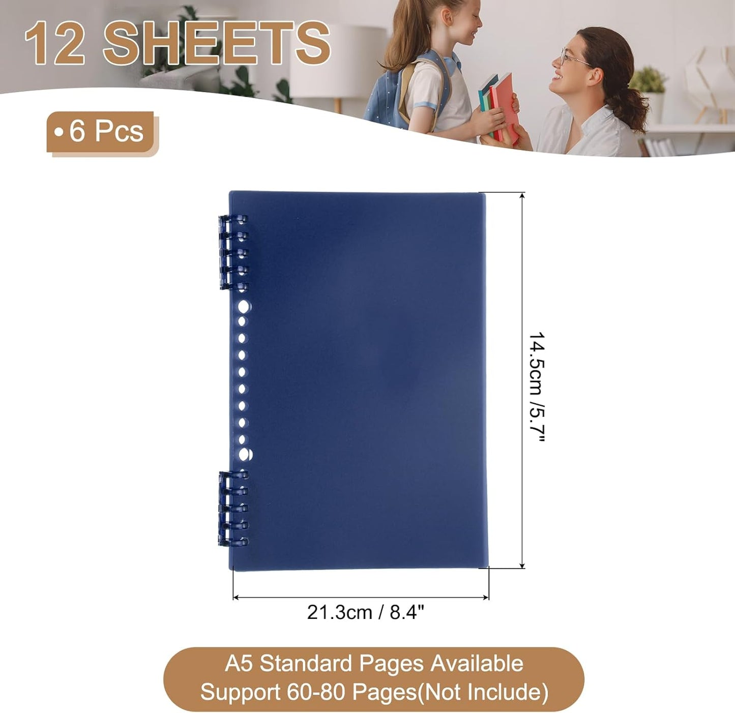 PATIKIL 12 Pack Binding Covers, A5(8.4x5.7 Inch) 22 Mil Plastic Notebook Covers Sheets with Binding Comb for Book Report Presentation, Light Blue