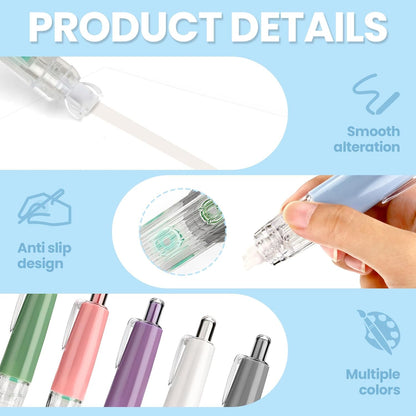 Refillable Retractable Correction Tape Refill, 12 Pack Correction Tape Refills Easy to Use Applicator, Pen Shaped Applicator Refills for School Office Journal Wrong Writing Instant Correct (Pack, 12)