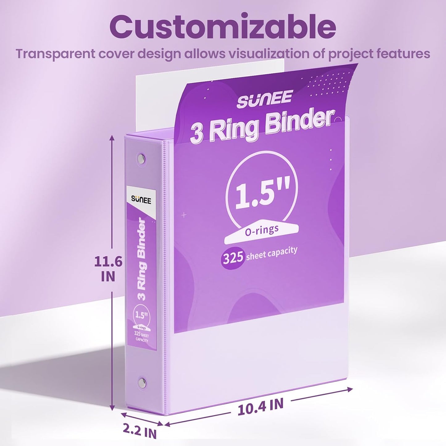 SUNEE 3 Ring Binder 3 Inch 2 Pack, Clear View Binder Three Ring PVC-Free (Fit 8.5x11 Inches) for School or Office Supplies, Pink