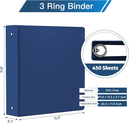 SUIN 2-Inch 3-Ring Binders with 2 Interior Pockets, Heavy Duty Clear View Presentation Binder Holds 425 Sheets Letter Size, Office School Home,6 Pack