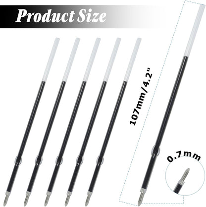 Bonsicoky 20 Pcs Ballpoint Ink Refills - 0.7 mm Medium Tip - 107 mm Length - Black Ink for Retractable Pens, Perfect for Writing, School, and Office Use