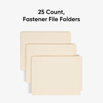 Smead Heavyweight End Tab Fastener File Folder, Shelf-Master® Reinforced Straight-Cut Tab, 2 Fasteners, Letter Size, Manila, 50 per Box (34215)