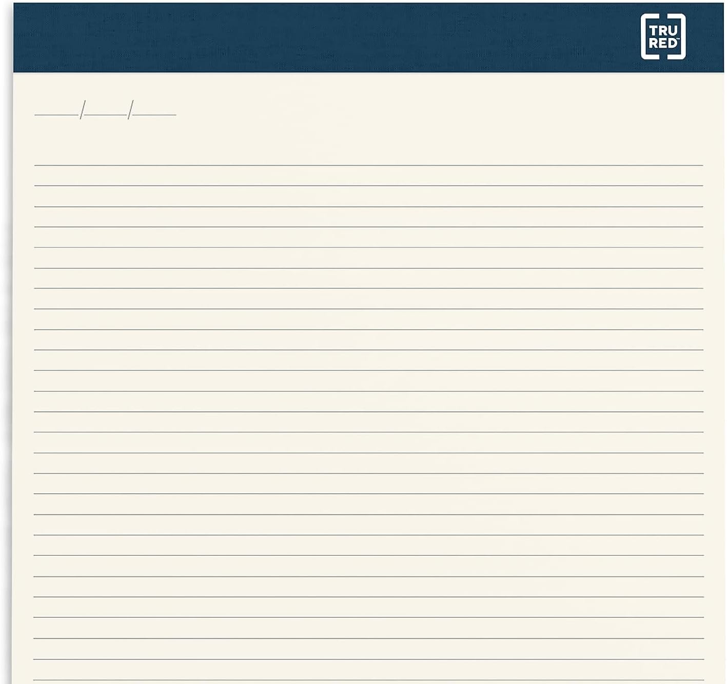 TRU RED Notepads, 8.5” x 11.75”, Wide Ruled, Canary, 50 Sheets/Pad, 12‑Pack