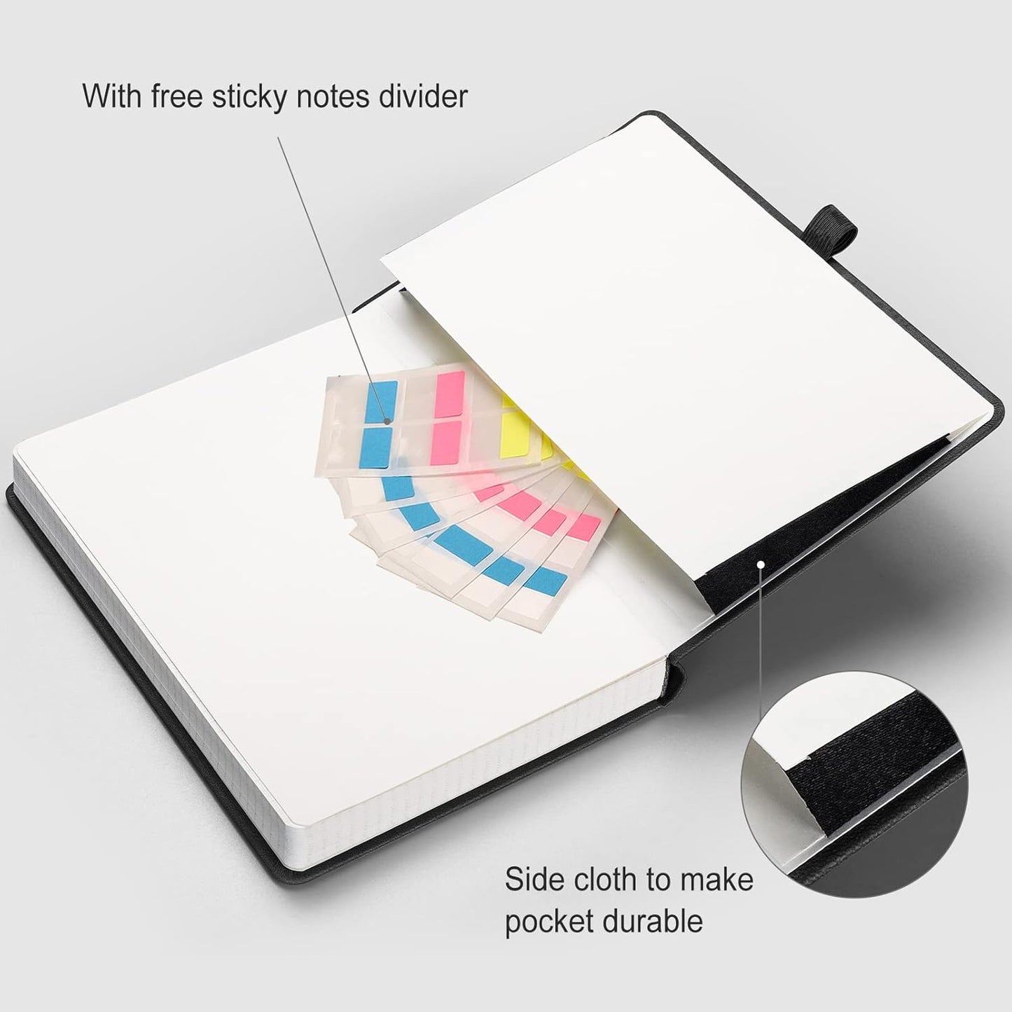AHGXG Graph Paper Notebook - Grid Paper Notebook Large A4 8.5''×11'', 320 Pages Thick Journal, 100gsm Thick Graph Paper, Leather Softcover, Inner Pocket - Black