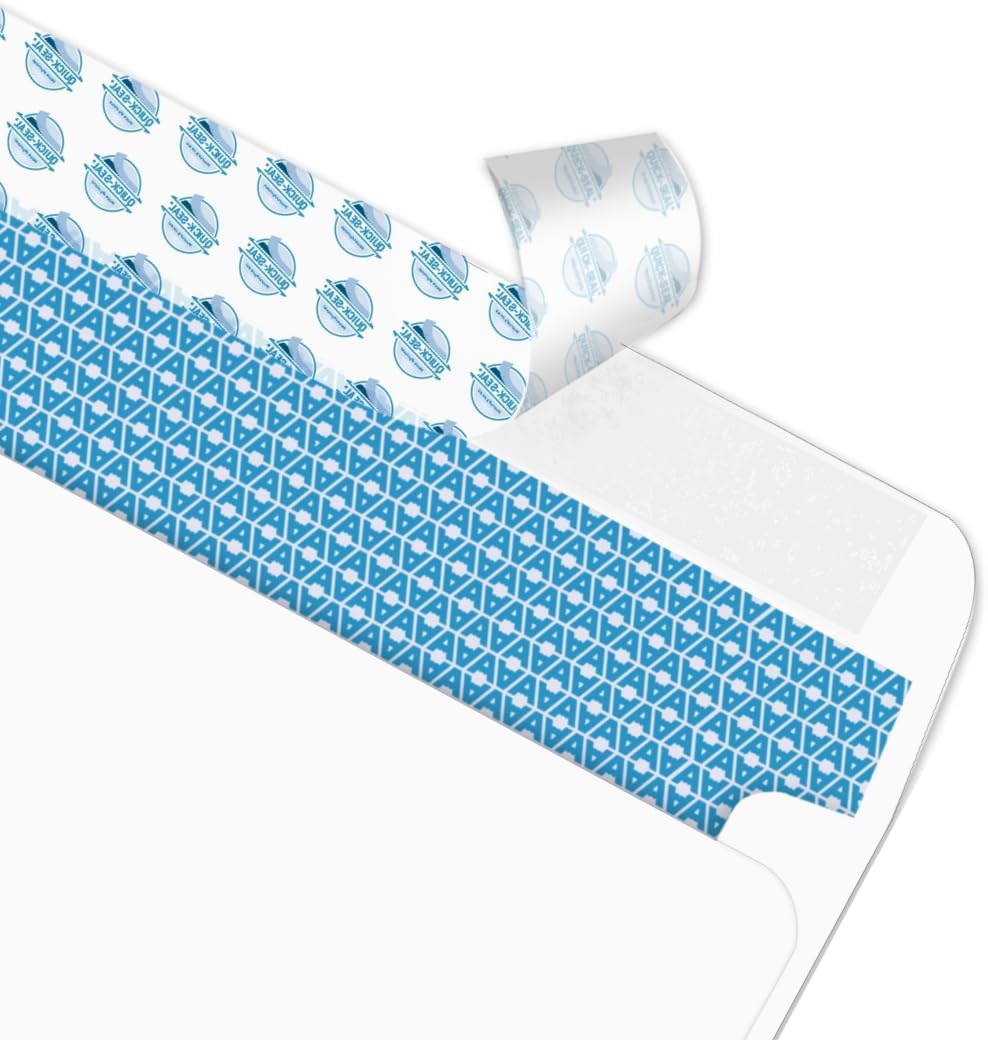 Aimoh #10 Security Self Seal Envelopes – 100 Qty |No Window, EnveGuard, 4⅛ x 9½", White, 24 LB, 100 Count (34100)