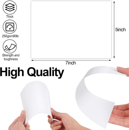 Utron 56 Pack 5x7 White Blank Cardstock Paper, 250GSM Thick, 90 lb, Printable on Both Sides