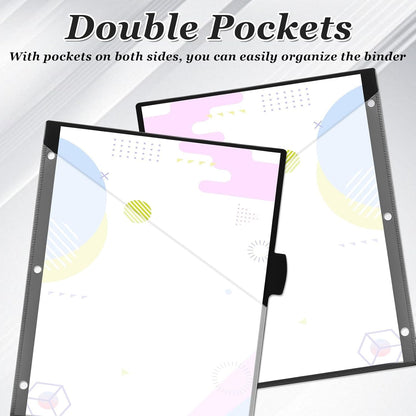 Epakh 12 Pcs Binder Dividers for 3 Rings Binders Index Dividers with Two Clear Pockets Plastics Sheets Protectors with Tab Labels for School Office Organization (Morandi)