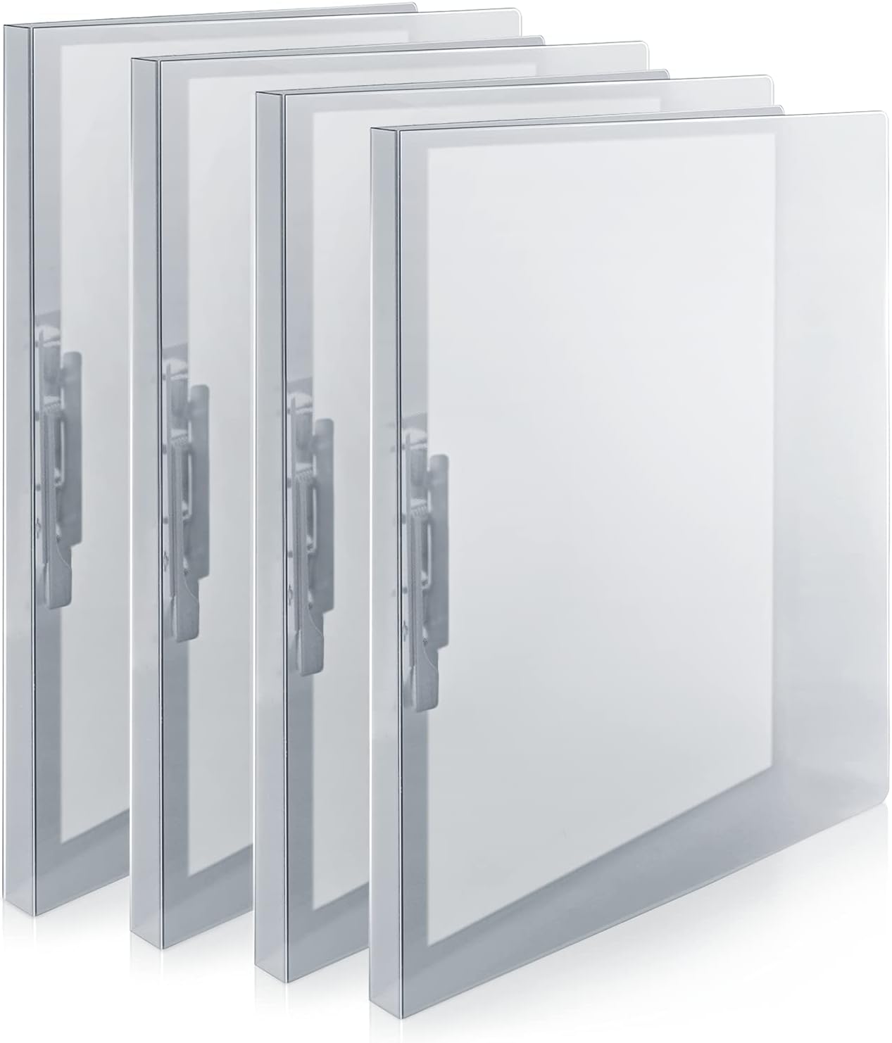 CRANBURY Punchless Clamp Binder (Dusky Gray), Ringless Binder Holds 100 Letter Size Pages, Documents, 8.5x11 Folder with Metal Clip for Home or Office, Transparent Acid-Free Poly
