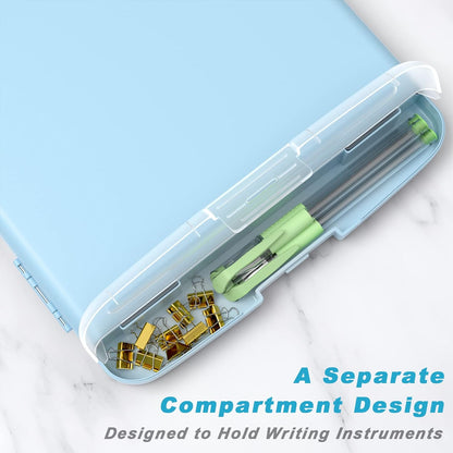 Rimilak Plastic Clipboard with Storage, 8.5 x 11 High Capacity Folio Nursing Case with Pen Holder, Size 14.2 x 9.6 x 1.2″ Folder Side-Opening for Classroom, Teacher, Smooth Writing, Dark Green