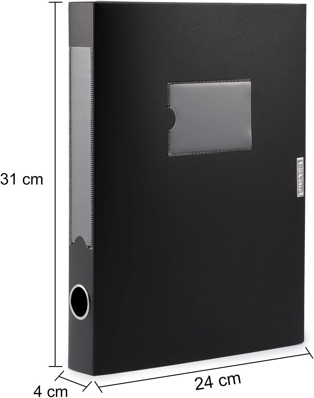 HUA JIE A4 Storage File Boxes Plastic Archives Cases with Lid, File Folder Organizer Document Filing Box for office,31×7.5×23.5 cm, Black(Pack of 4)
