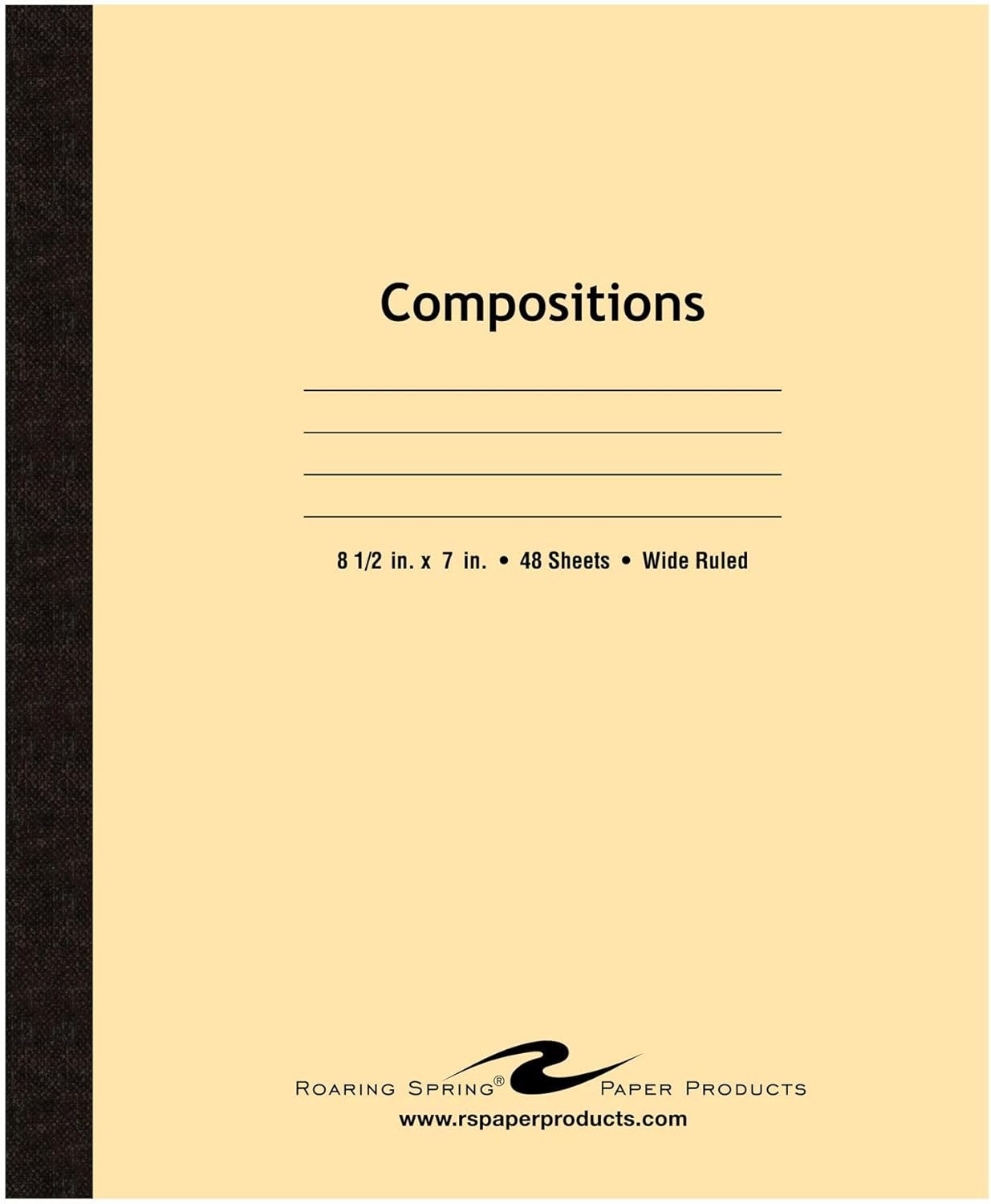 ROARING SPRING Composition Notebook, Manila Tag Flexible Cover, 144 Books, Wide Rule, 20 Sheets/40 Pages, 8.5" x 7", Made in USA