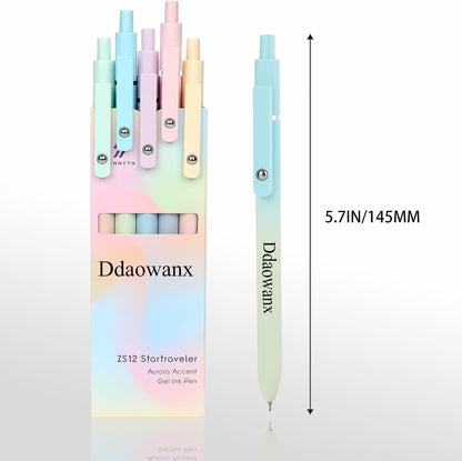 Ddaowanx Gel Pens, 6 Pcs 0.5mm Quick Dry Black Ink Pens Fine Point Smooth Writing Pens, Cute Office School Supplies Gifts for Women