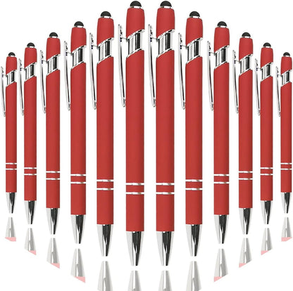 Oddmoal Ballpoint Pen with Stylus Tip, Soft Touch Click Metal Pen, 1.0mm Medium Point, Black Ink, 12 Count(Black)