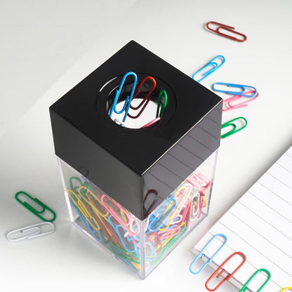 grwanpen® Extra Large Magnetic Paper Clip Dispenser – 500 Clip Capacity, Heavy-Duty Magnetic Desktop Organizer for Office, Home Office & School Supplies – Efficient Organization,Black,2-Pack
