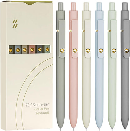 UIXJODO 6 Pcs Gel Pens 0.5mm Quick Dry Black Ink Pens Fine Point Smooth Writing Pens, Cute Office and School Supplies Gifts for Women Teacher Students (6 Pcs Ombre Gold)