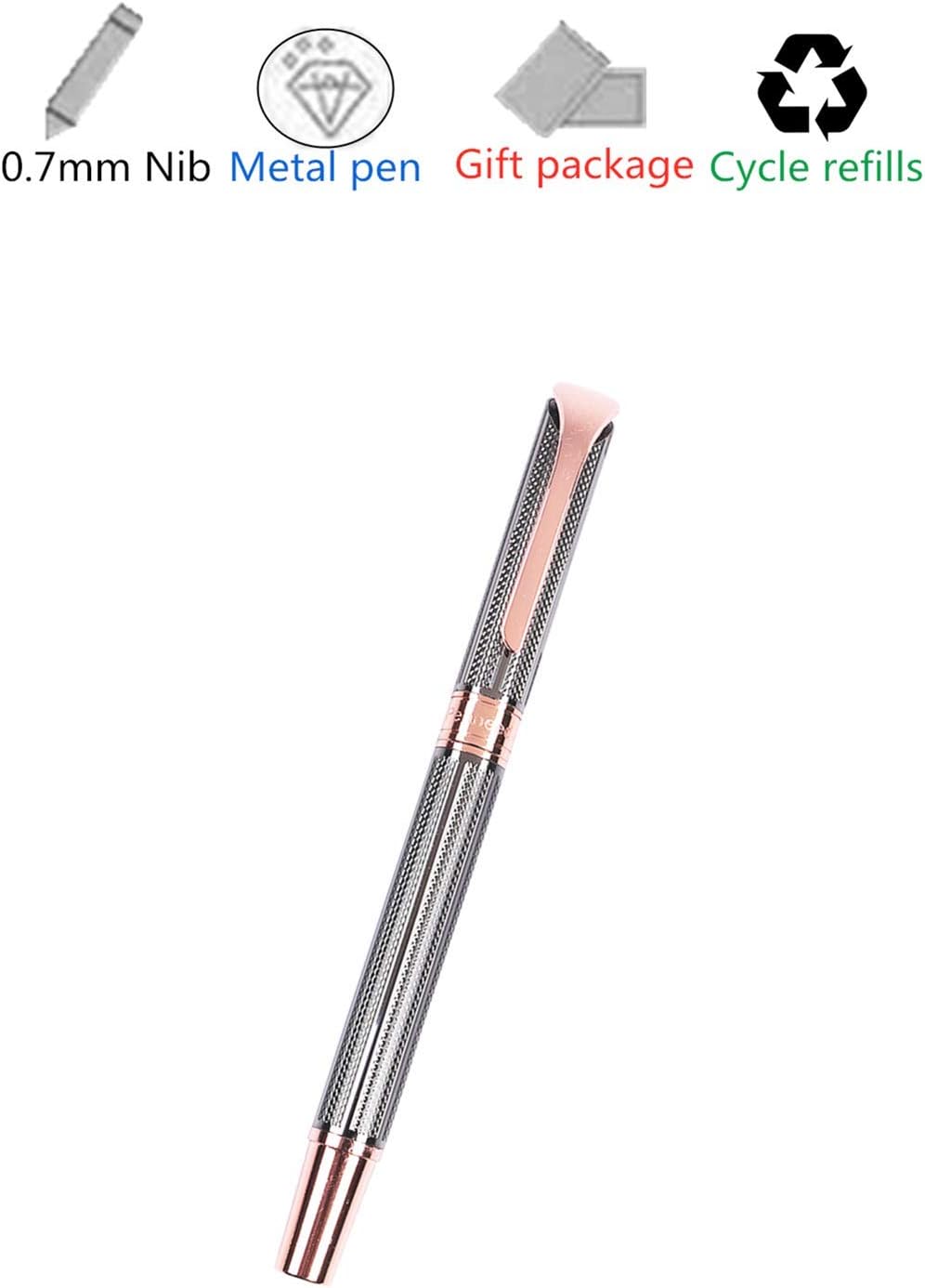 Penneed Rollerball Pen Liquid Ink Pens for Women Luxury Box Gel Pen Black Ink Fancy Pen Refillable for Executive, Office, Professional, Birthday Gift G5 (Rose Gold)