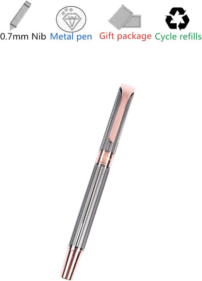 Penneed Rollerball Pen Liquid Ink Pens for Women Luxury Box Gel Pen Black Ink Fancy Pen Refillable for Executive, Office, Professional, Birthday Gift G5 (Rose Gold)