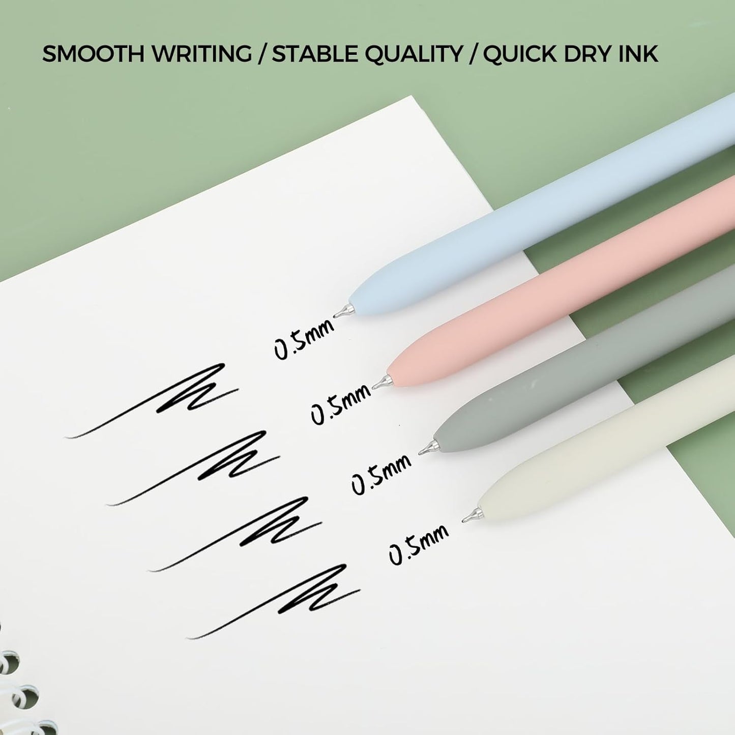 Ddaowanx Gel Pens, 6 Pcs 0.5mm Quick Dry Black Ink Pens Fine Point Smooth Writing Pens, Cute Office School Supplies Gifts for Women